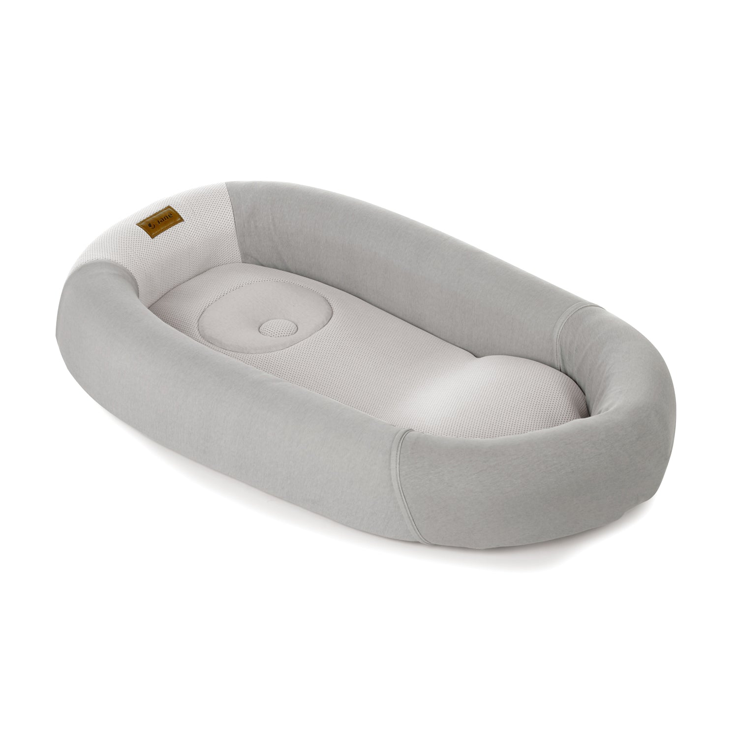 Gray baby crib on a white background