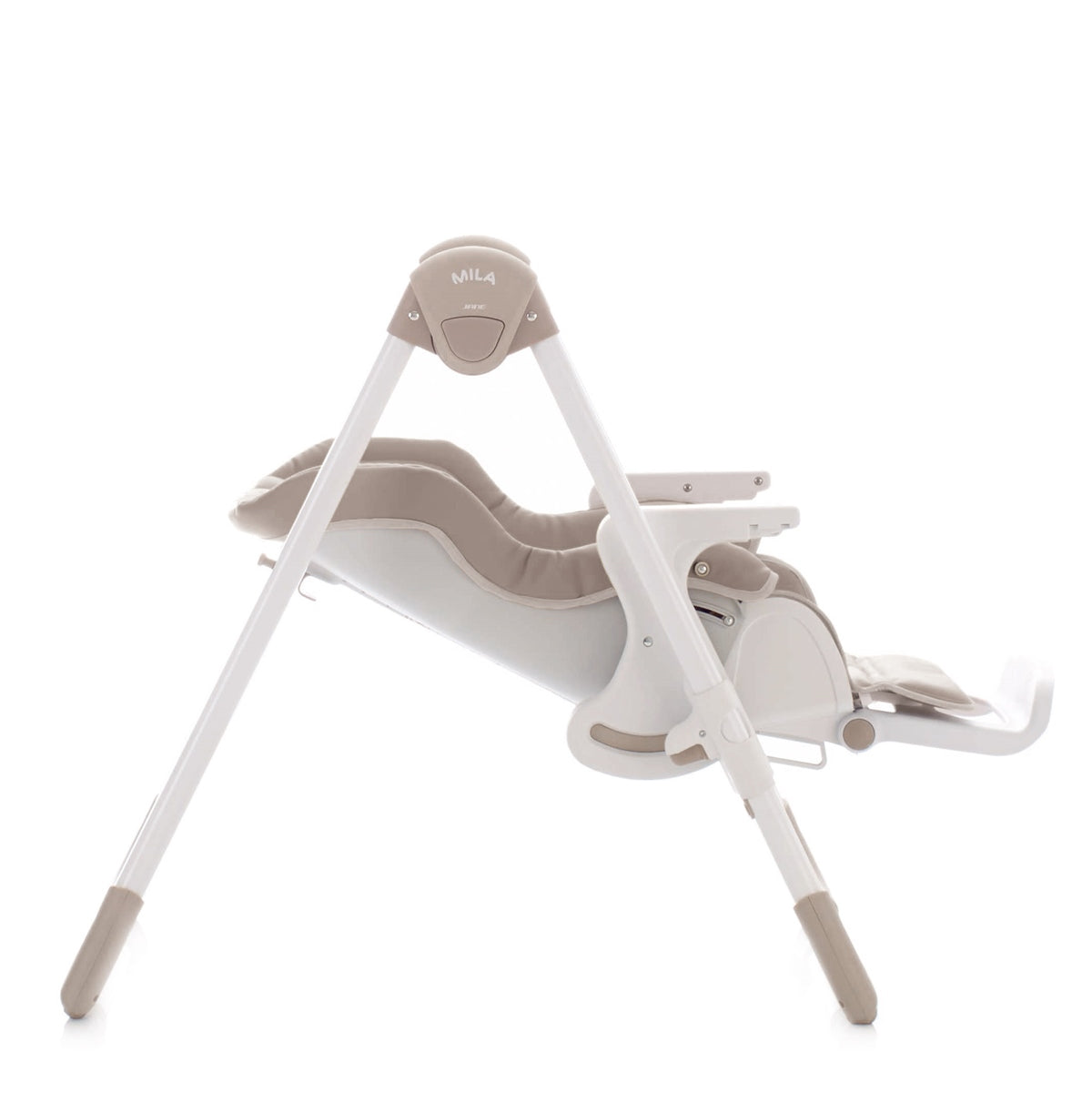 Baby bouncer chair with adjustable headrest on a white background