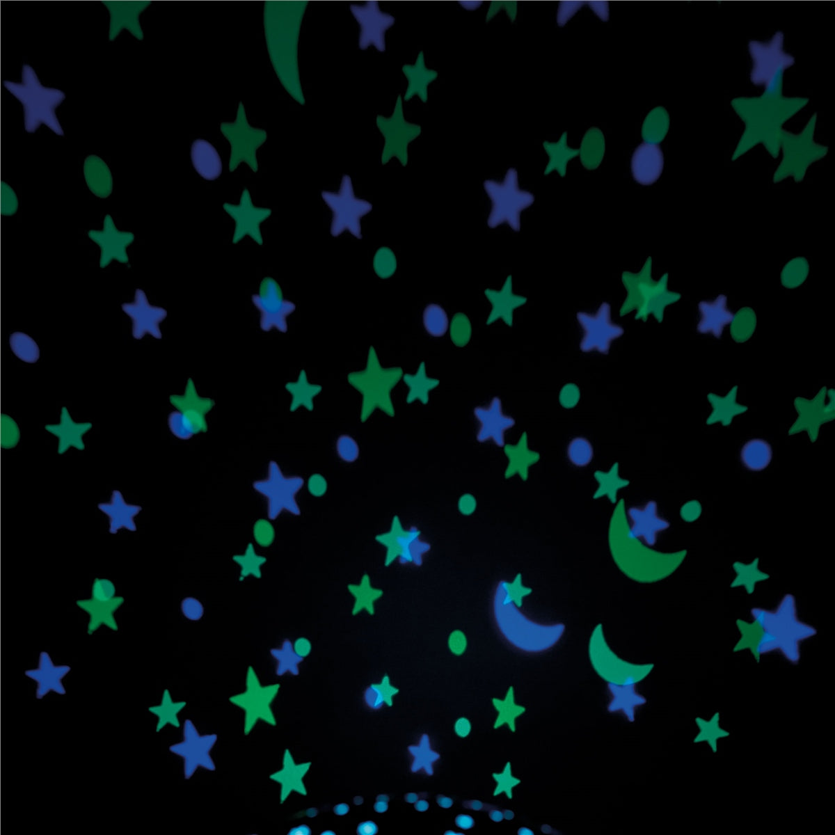 Glowing stars and moon on a dark background