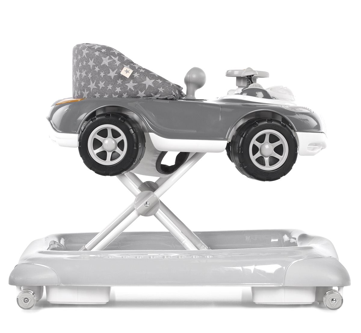 Children's walker with car seat attachment on a white background