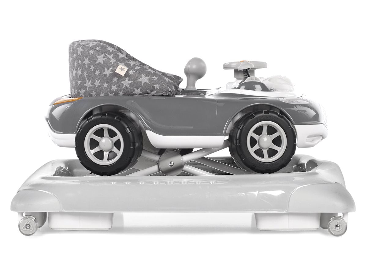 Children's toy car with star-patterned seat on a white background