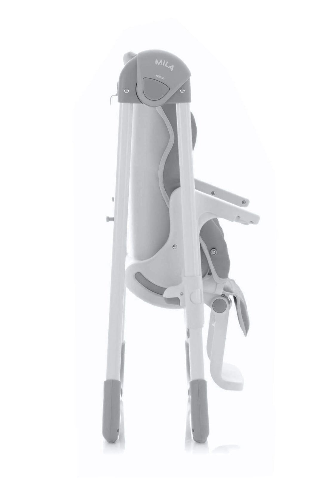 Gray baby high chair on a white background