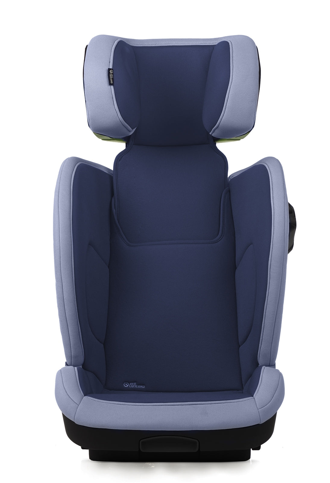 Blue and gray car seat on a white background