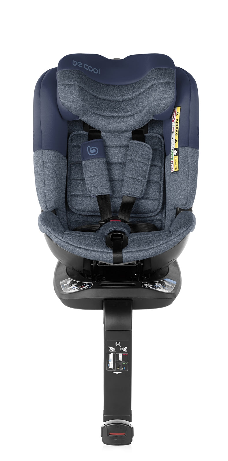 Gray car seat with black base on a white background