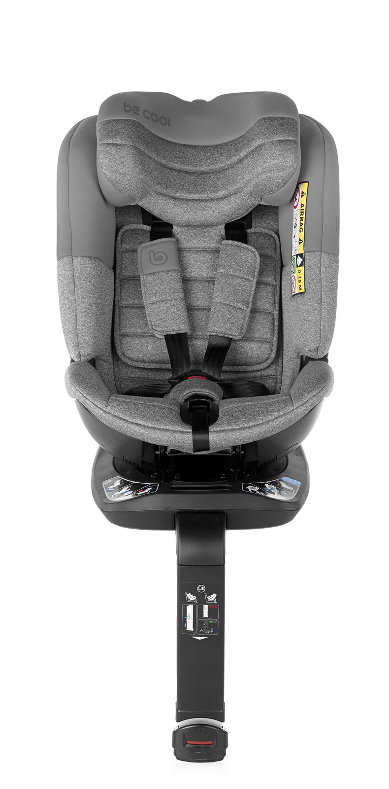 Gray car seat with base on a white background