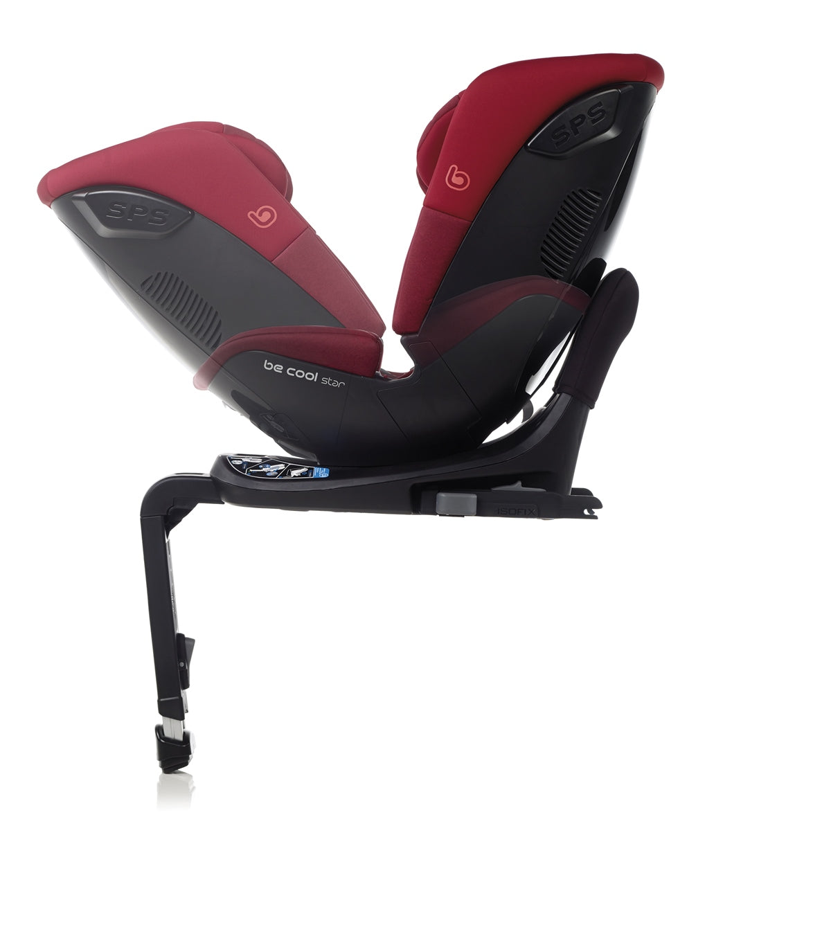 Red and black car seat on a white background