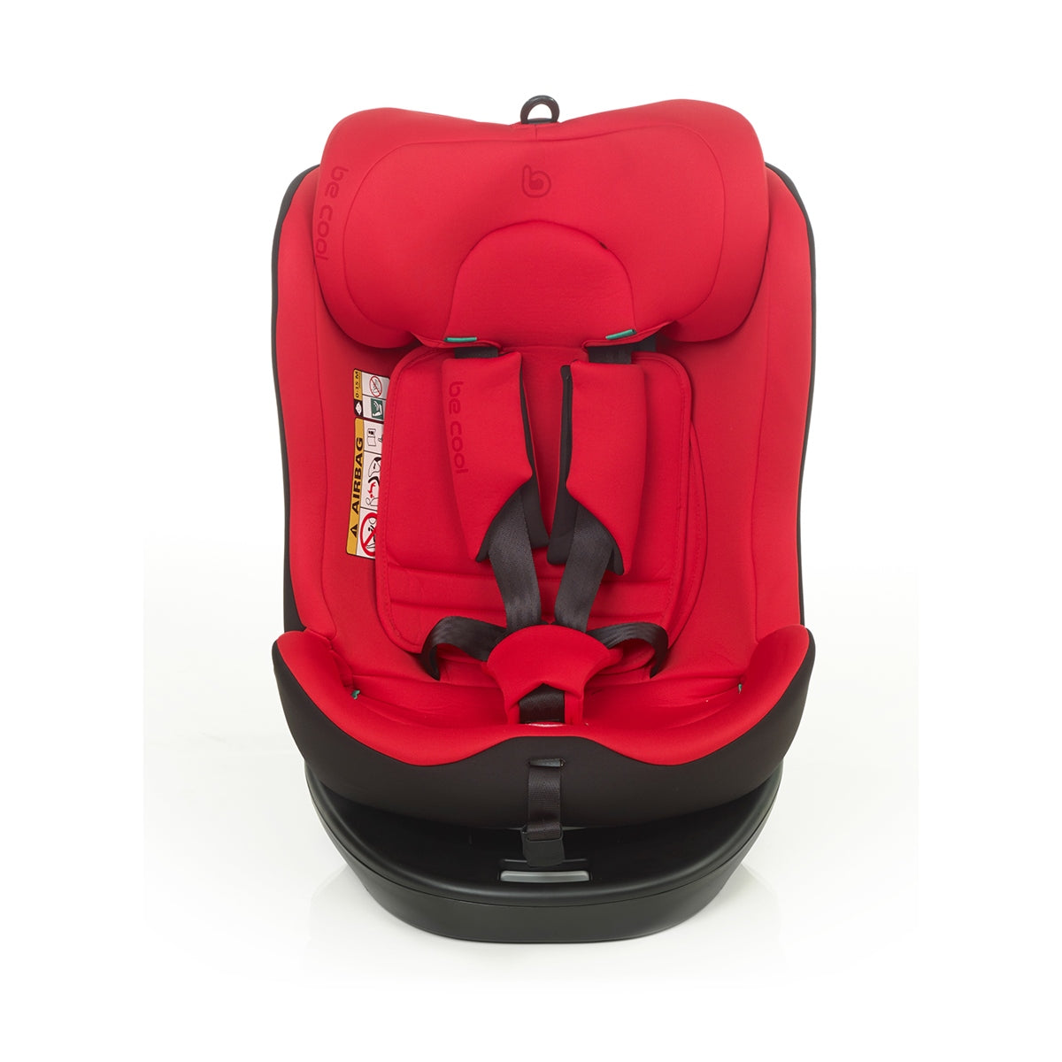 Red and black car seat on a white background