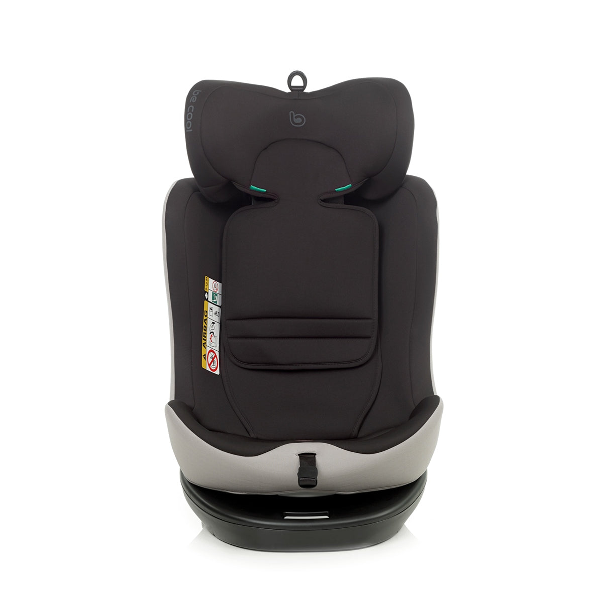Black and gray car seat on a white background