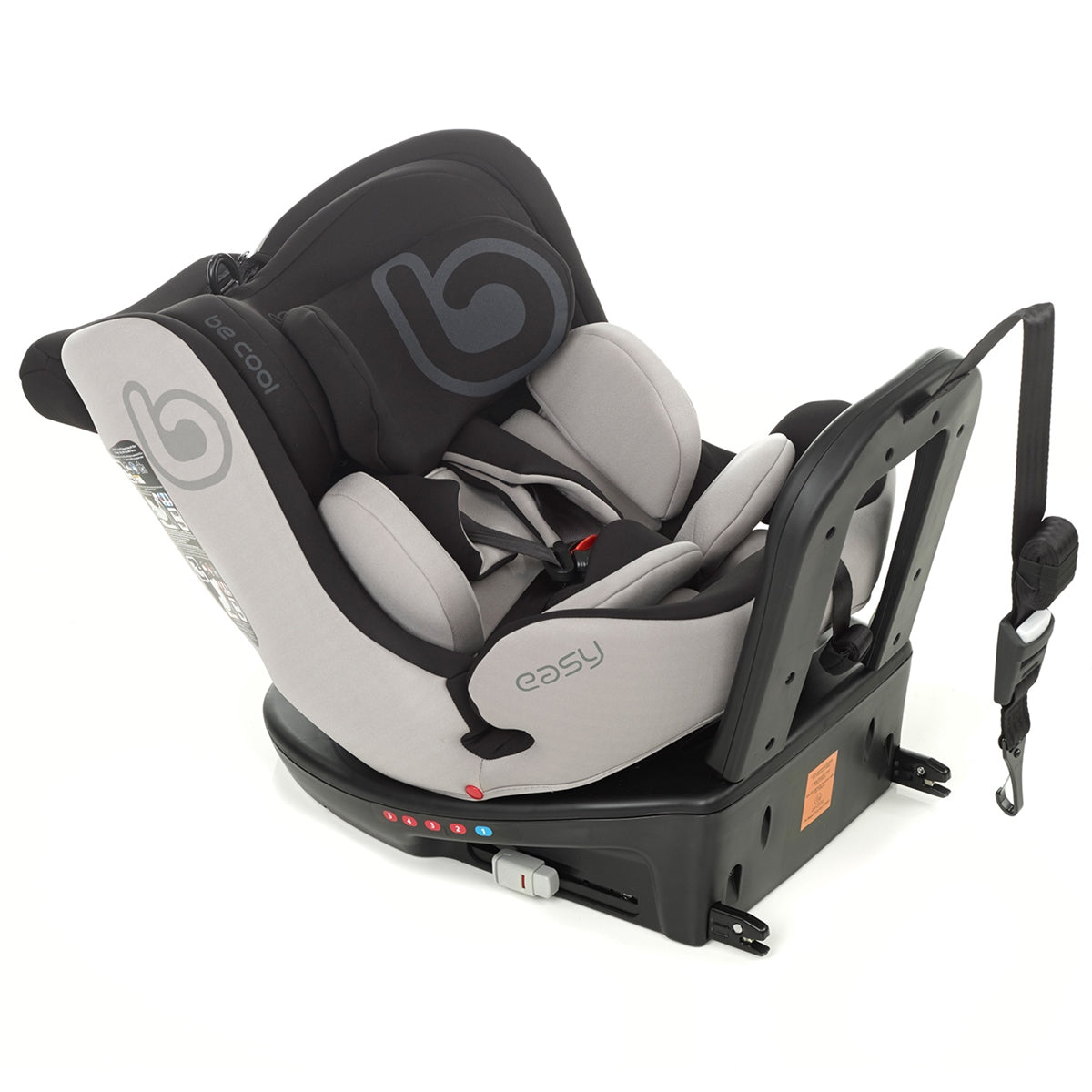 Baby car seat with base on a white background