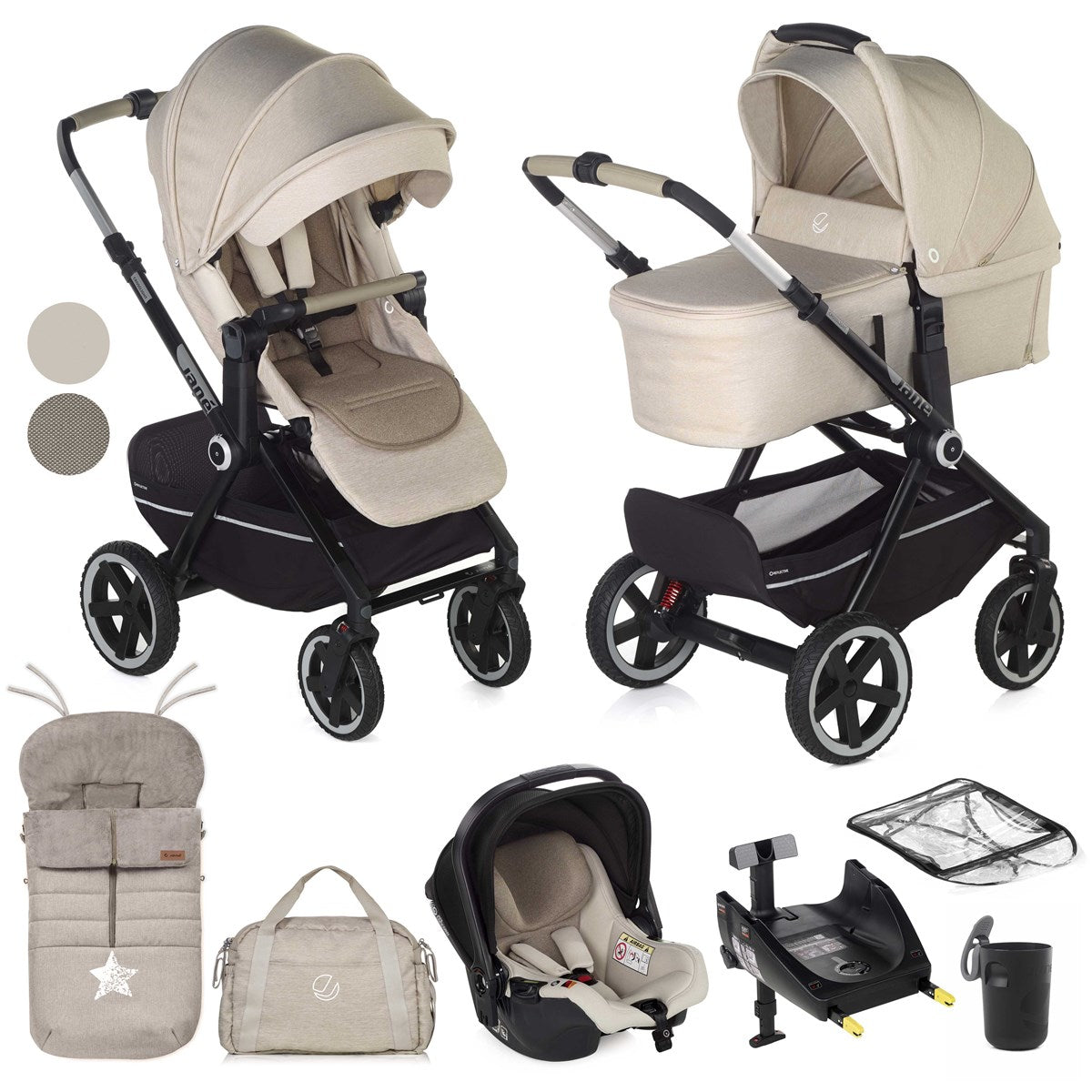 Jane Crosslight-3 + Sweet + Koos iSize, 10 Piece Travel System Bundle