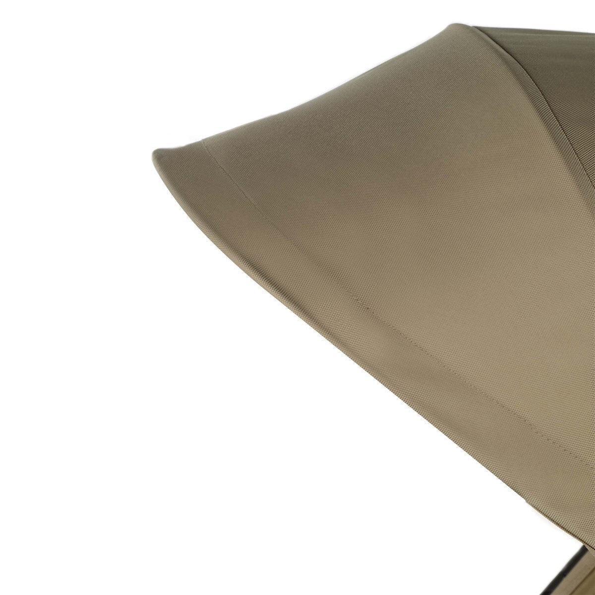 Close-up of a beige stroller on a white background