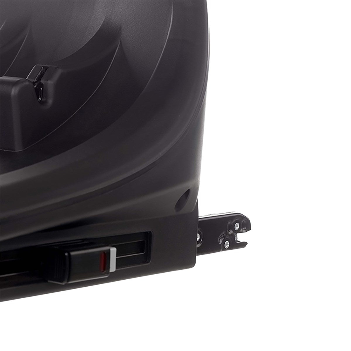 Black suitcase with a visible latch on a white background