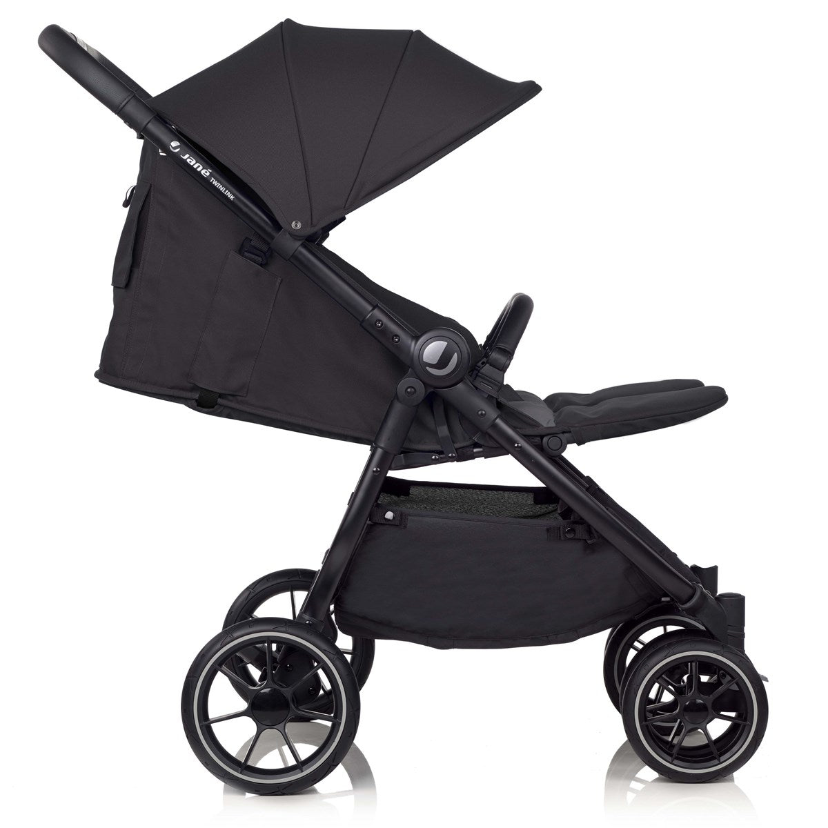 Black stroller on a white background