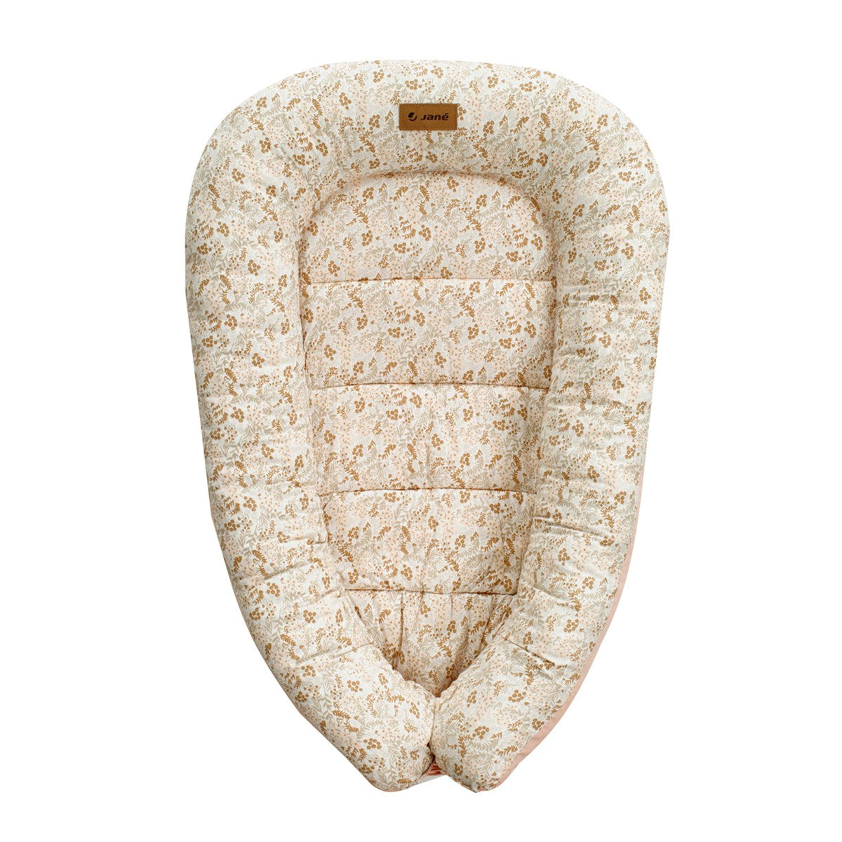 Floral-patterned baby cushion on a white background