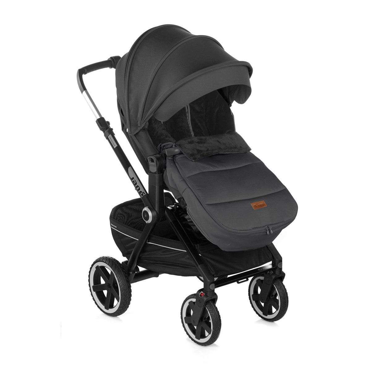 Black stroller on a white background