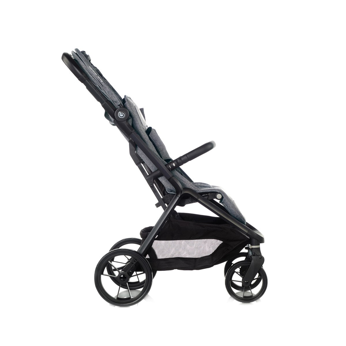 Black stroller on a white background