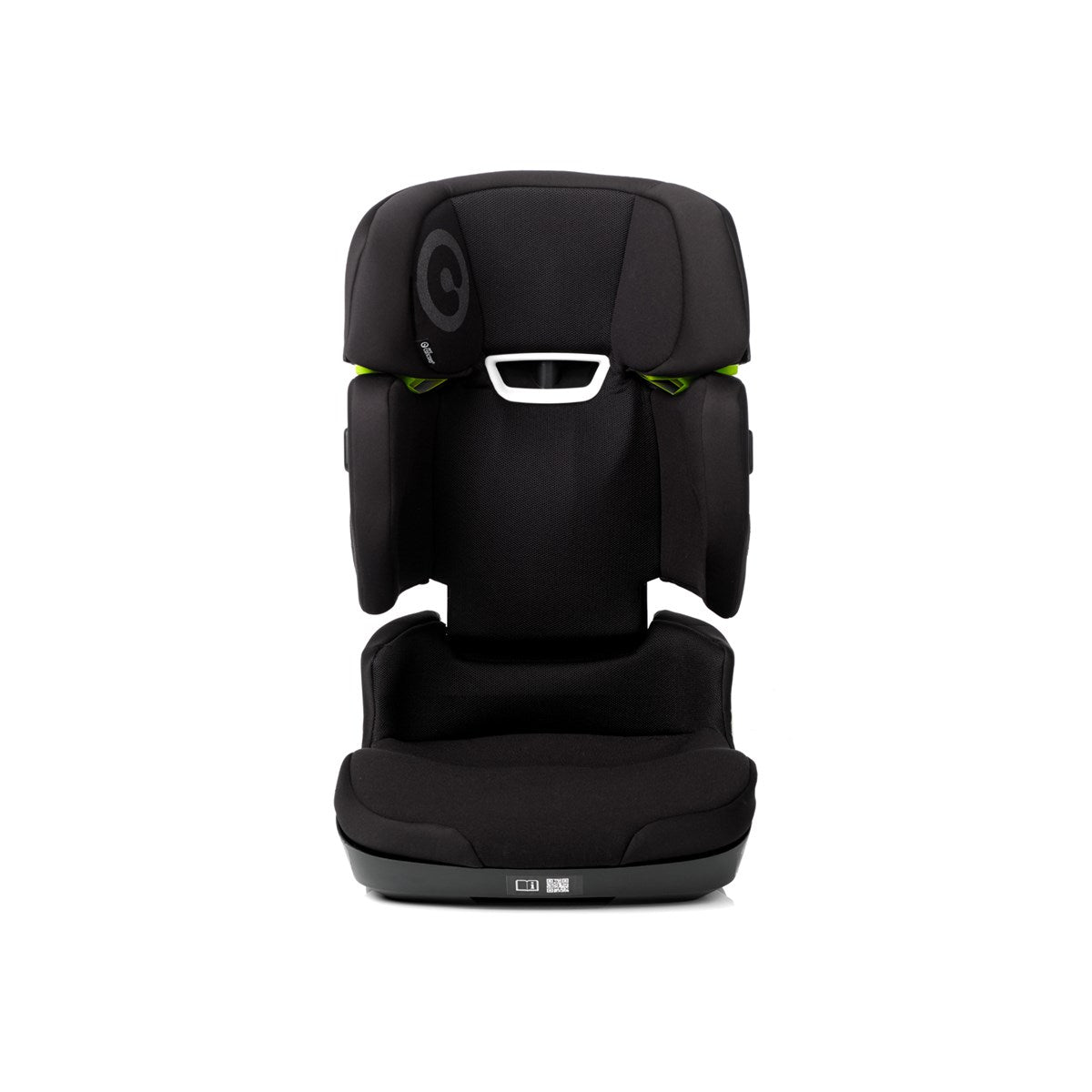 Black child car seat on a white background