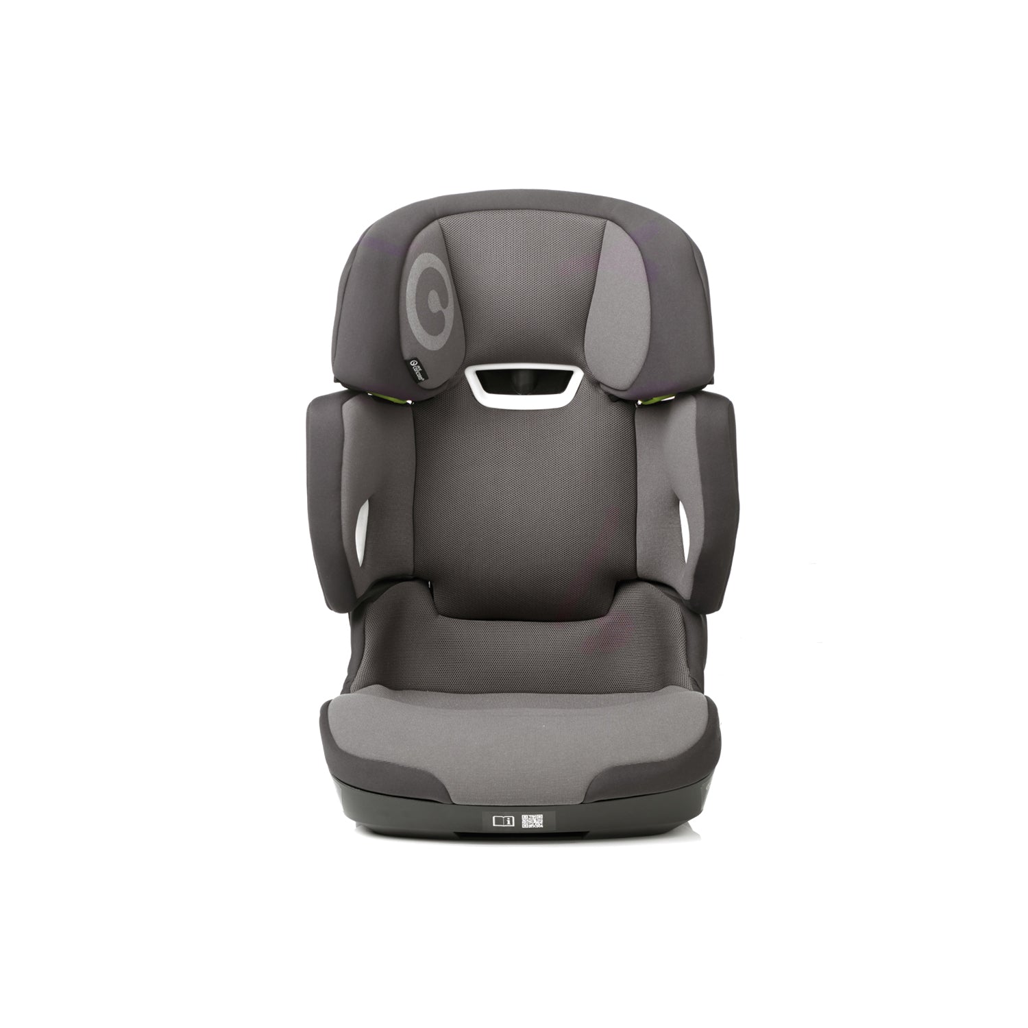 Gray car seat with a white background