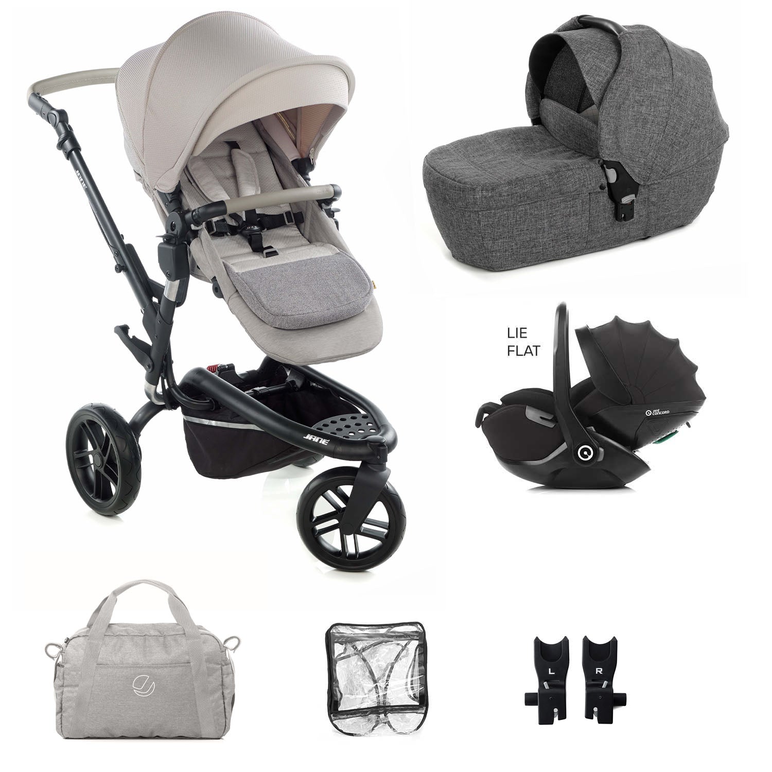 Jane Trider Lie-Flat 360 Baby Car Seat Bundle