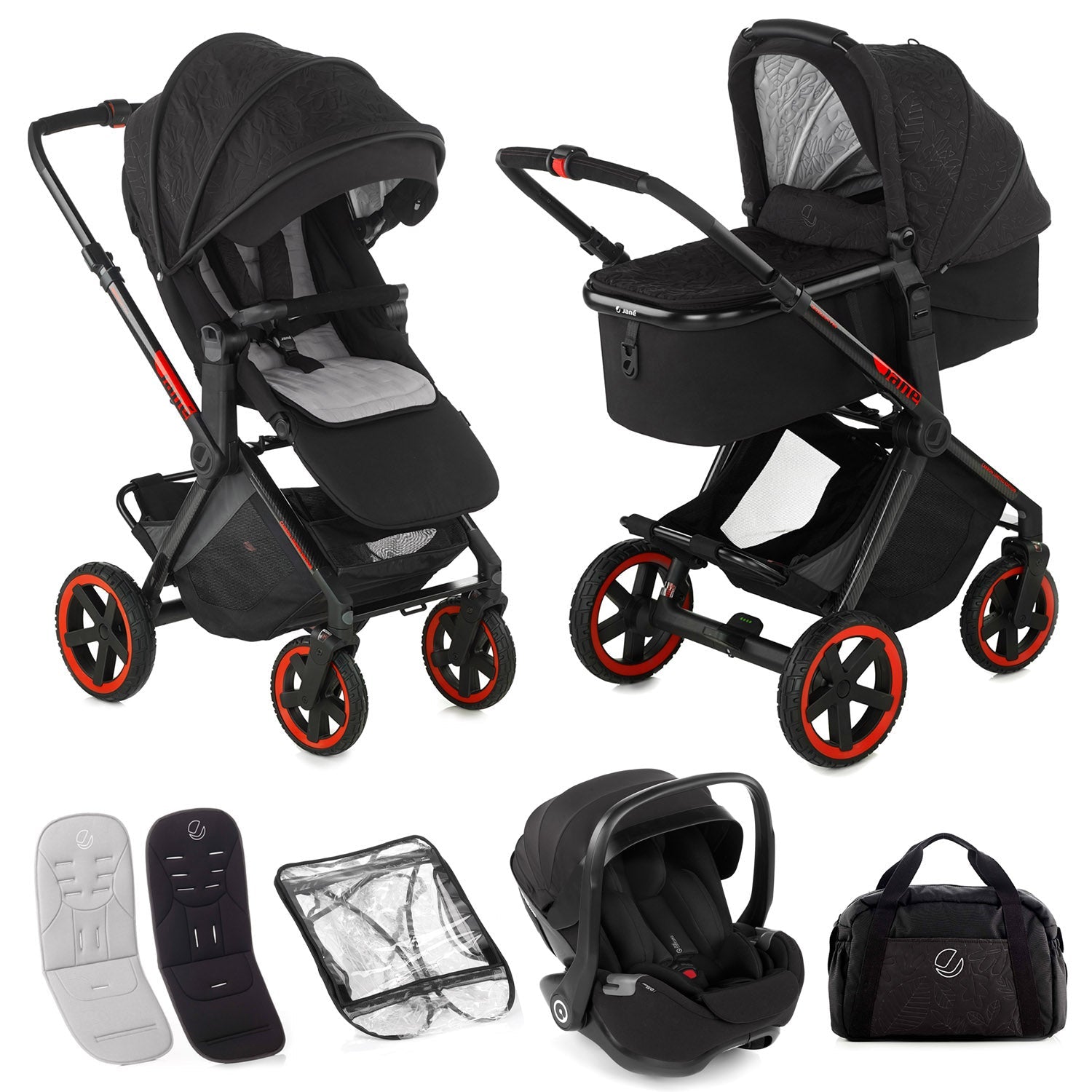Jané Crosslight Pro Carbon 3in1 Travel System with Lie-Flat Kombibaby Car Seat