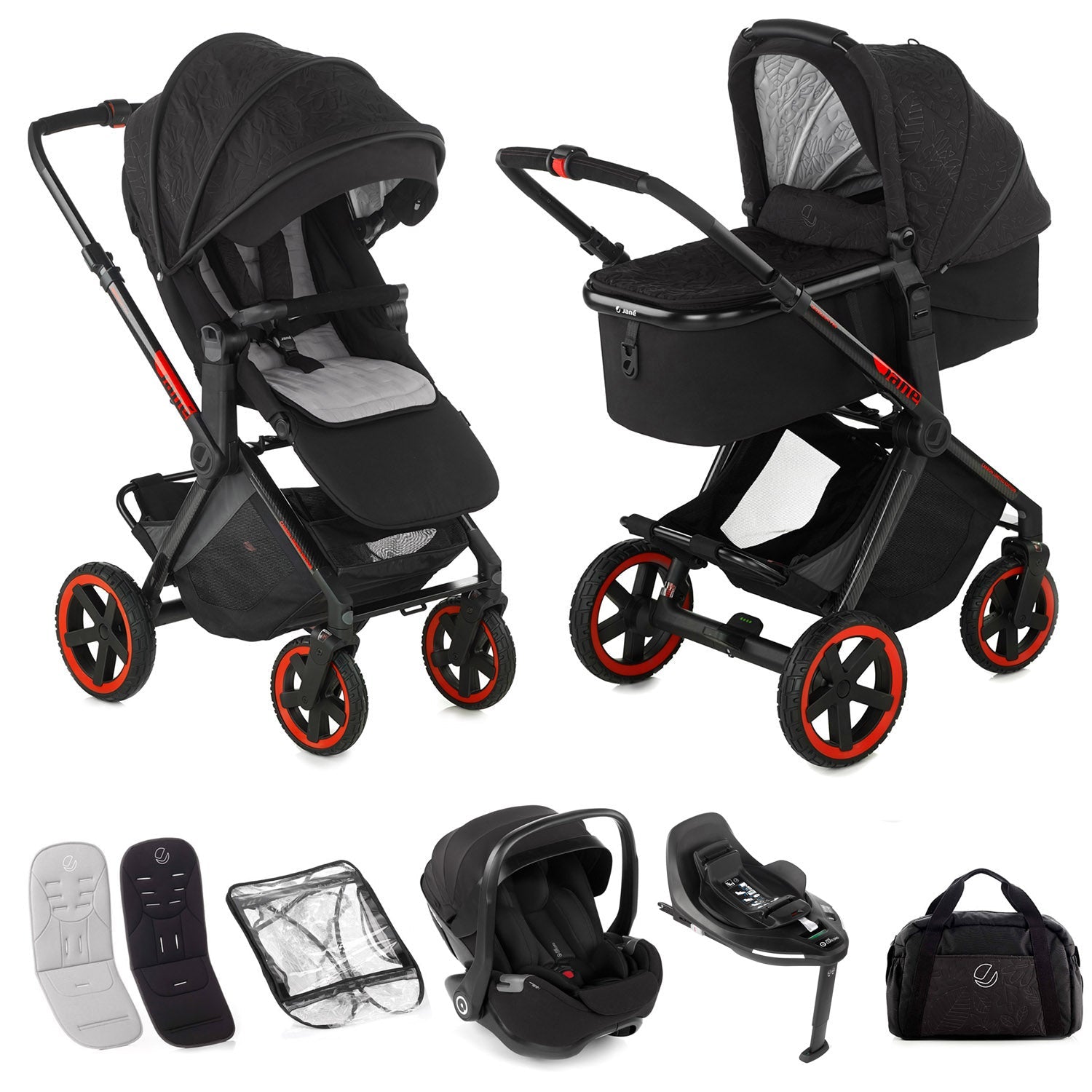 Jané Crosslight Pro Carbon 3in1 Travel System with Lie-Flat Kombibaby Car Seat