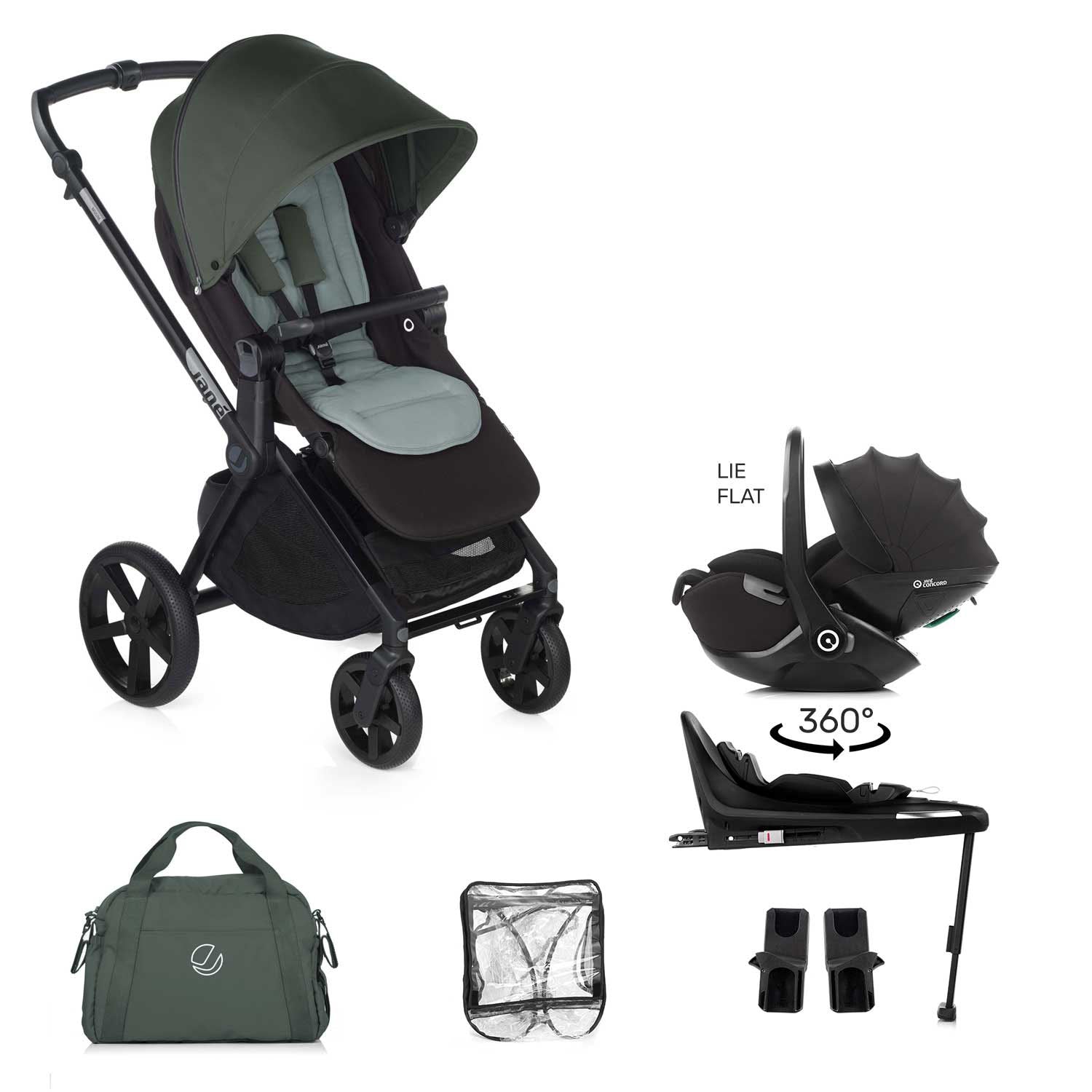 Jane Muum-4 Lie-Flat 360 Baby Car Seat Bundle