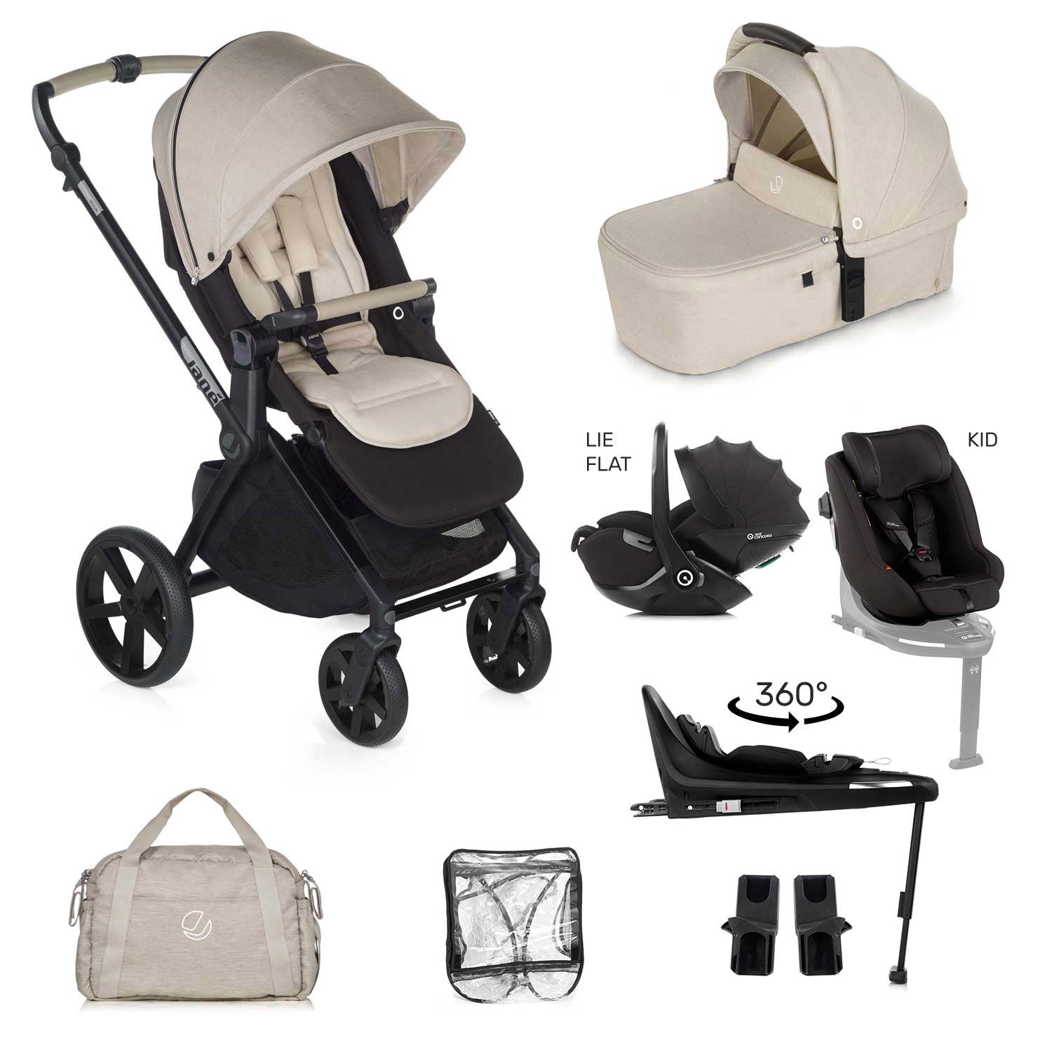 Jane Muum-4 Lie-Flat 360 Family Car Seat Bundle