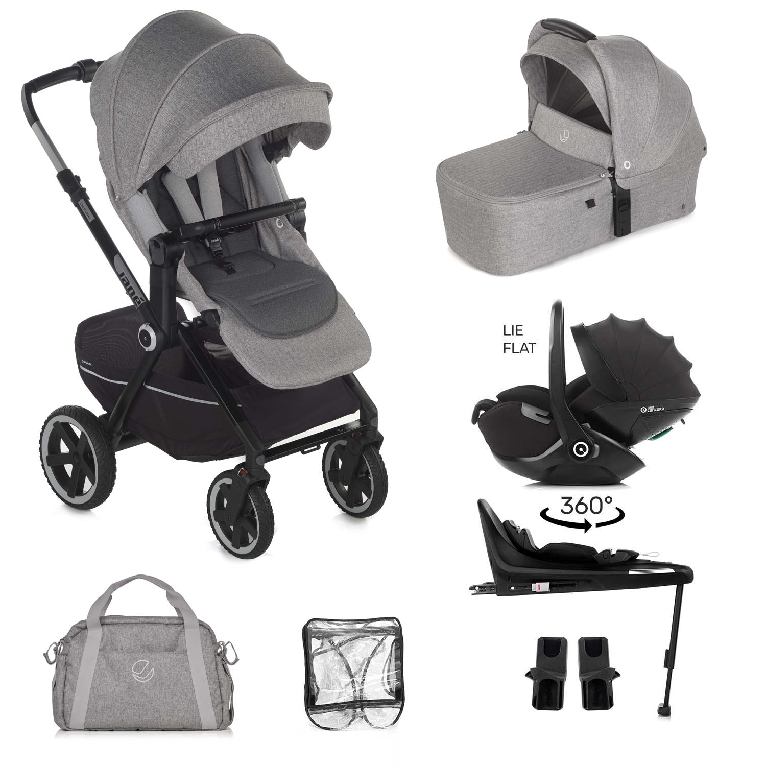 Jane Crosslight 3 + Kombibaby 360 Lie-Flat Car Seat Travel System