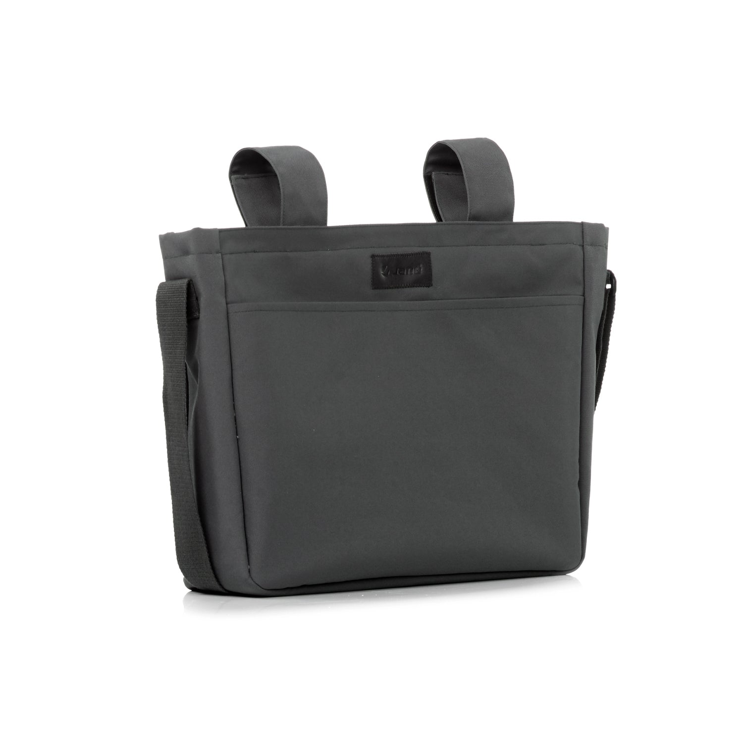 Black backpack with straps on a white background