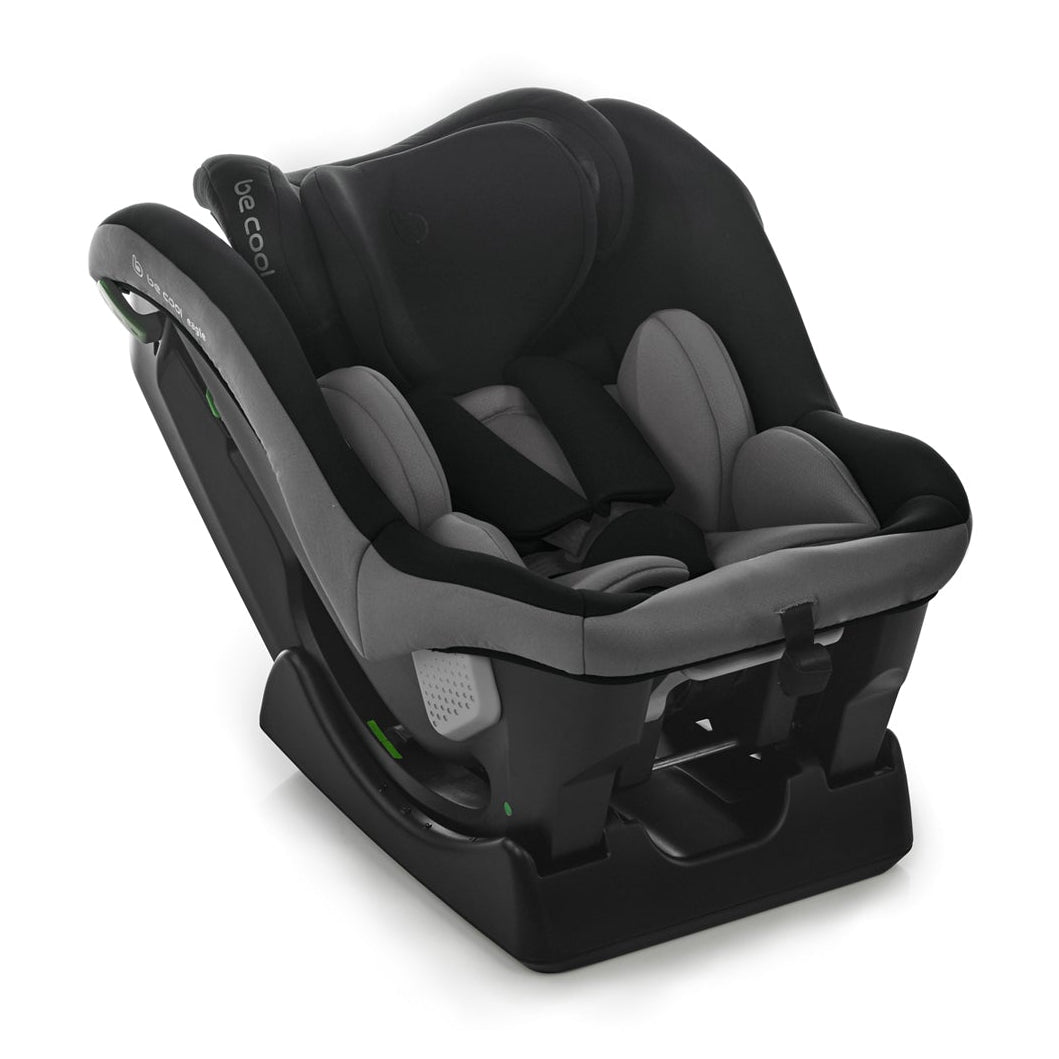 Black and gray baby car seat on a white background
