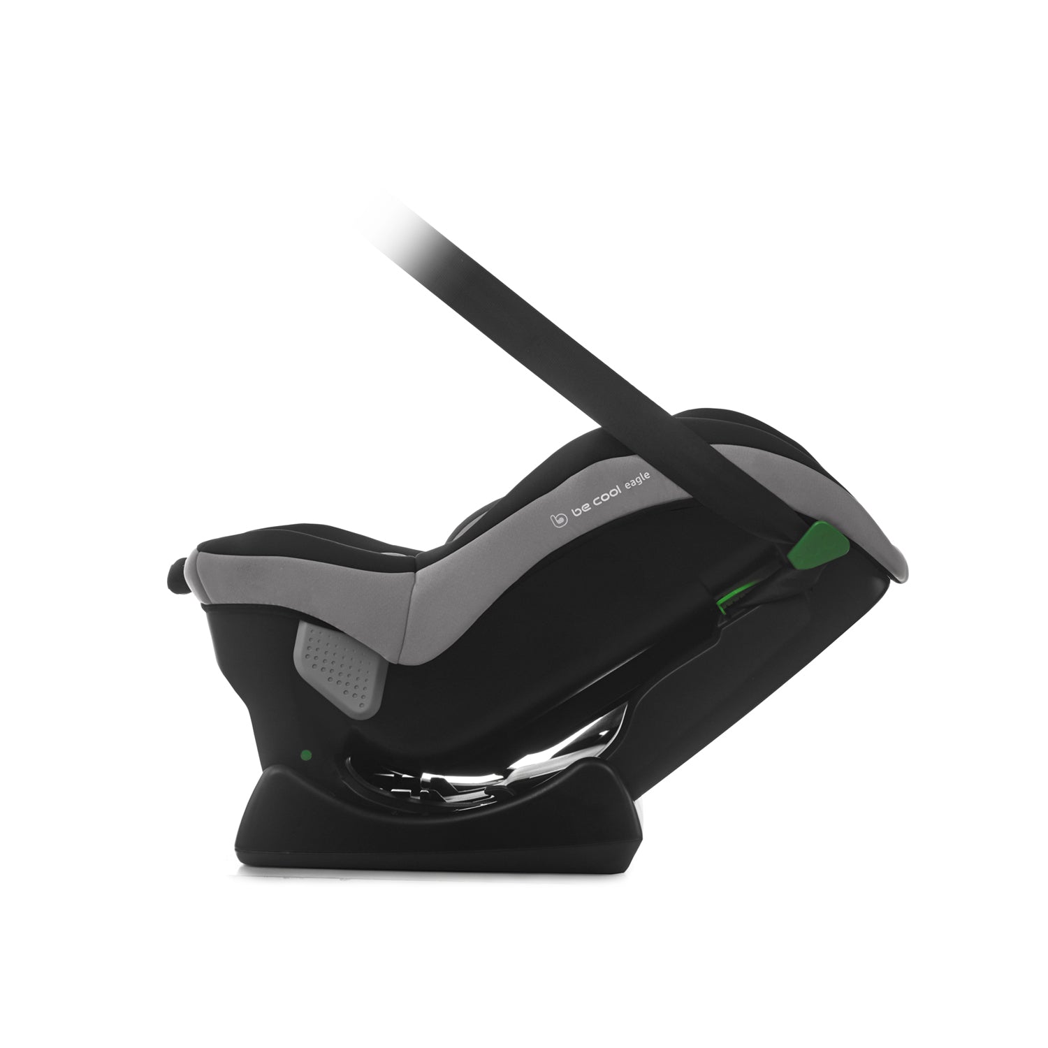 Black and gray baby car seat on a white background