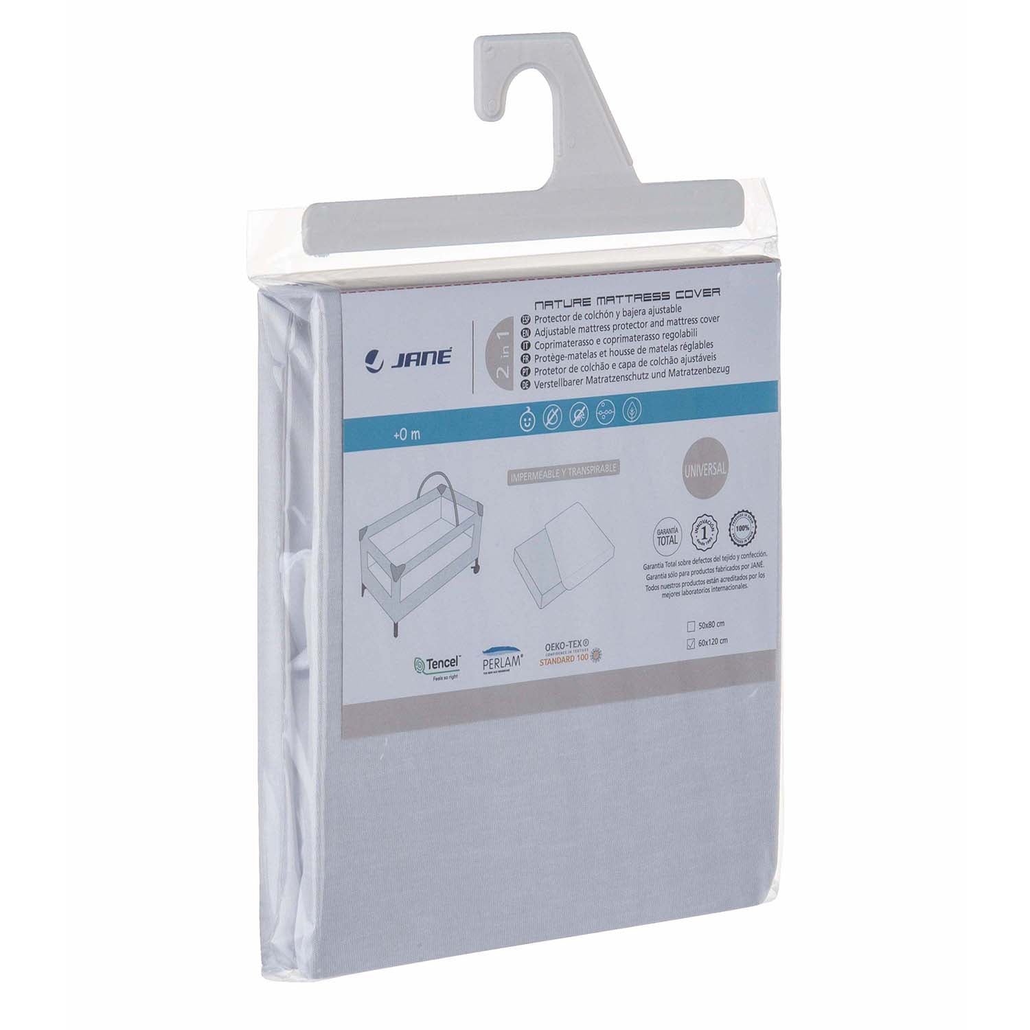 Jané Nature Cot Mattress Cover – 2-in-1 Fitted Sheet & Waterproof Protector