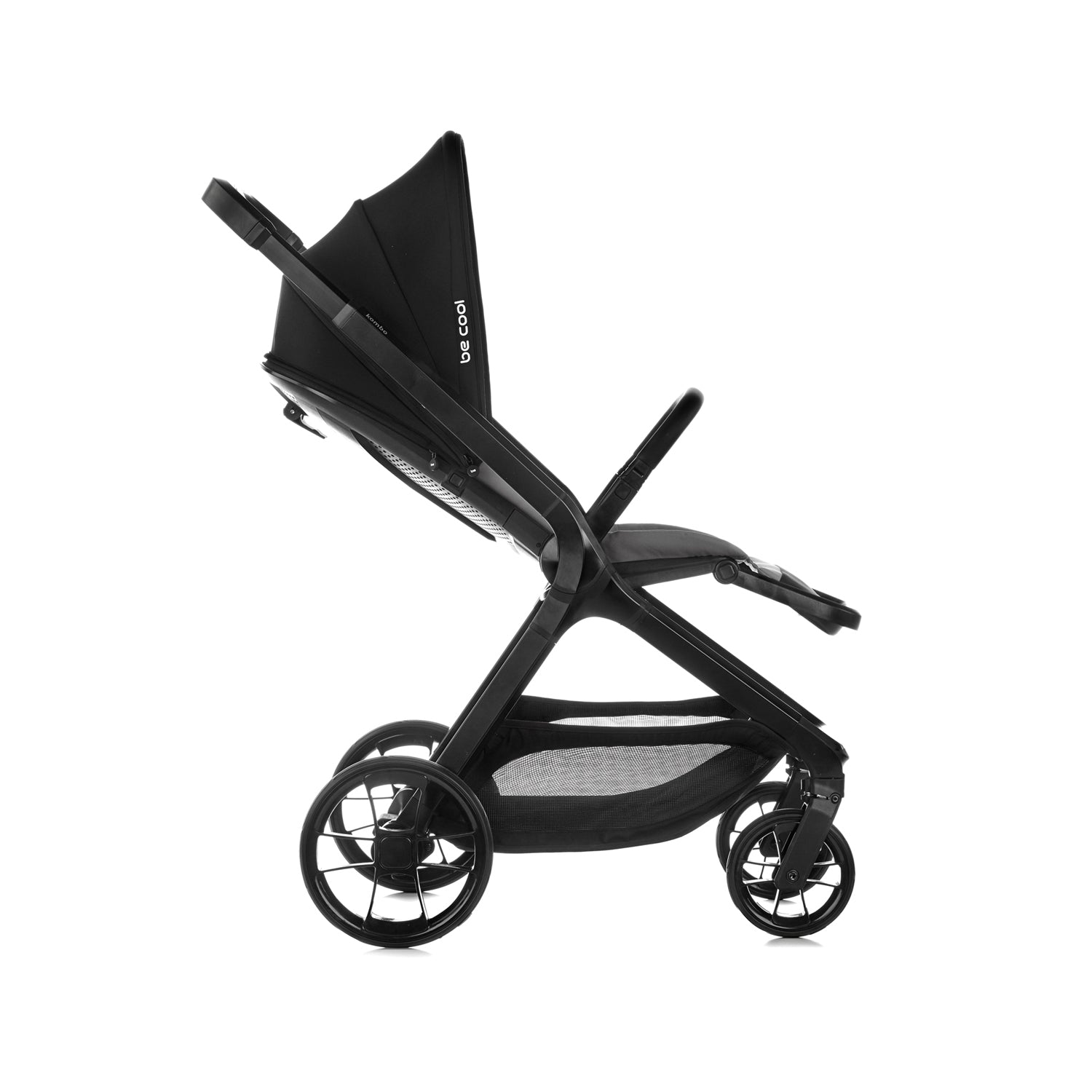 Black stroller on a white background