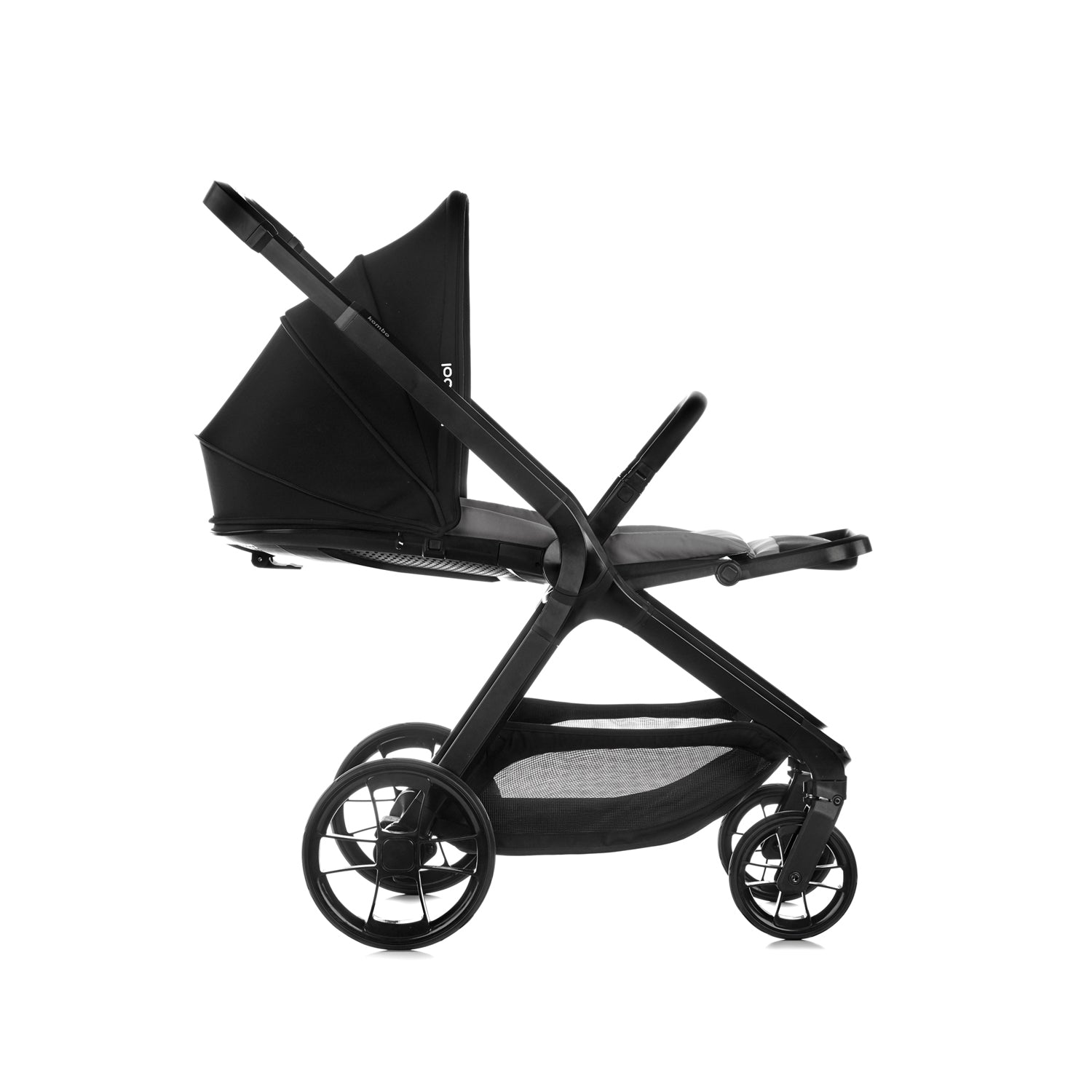 Black stroller on a white background