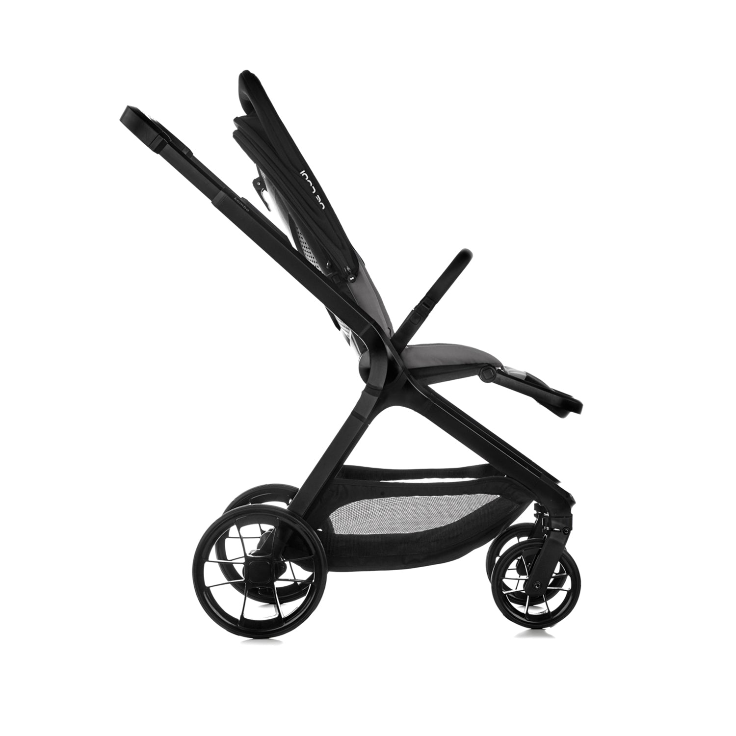 Black stroller on a white background