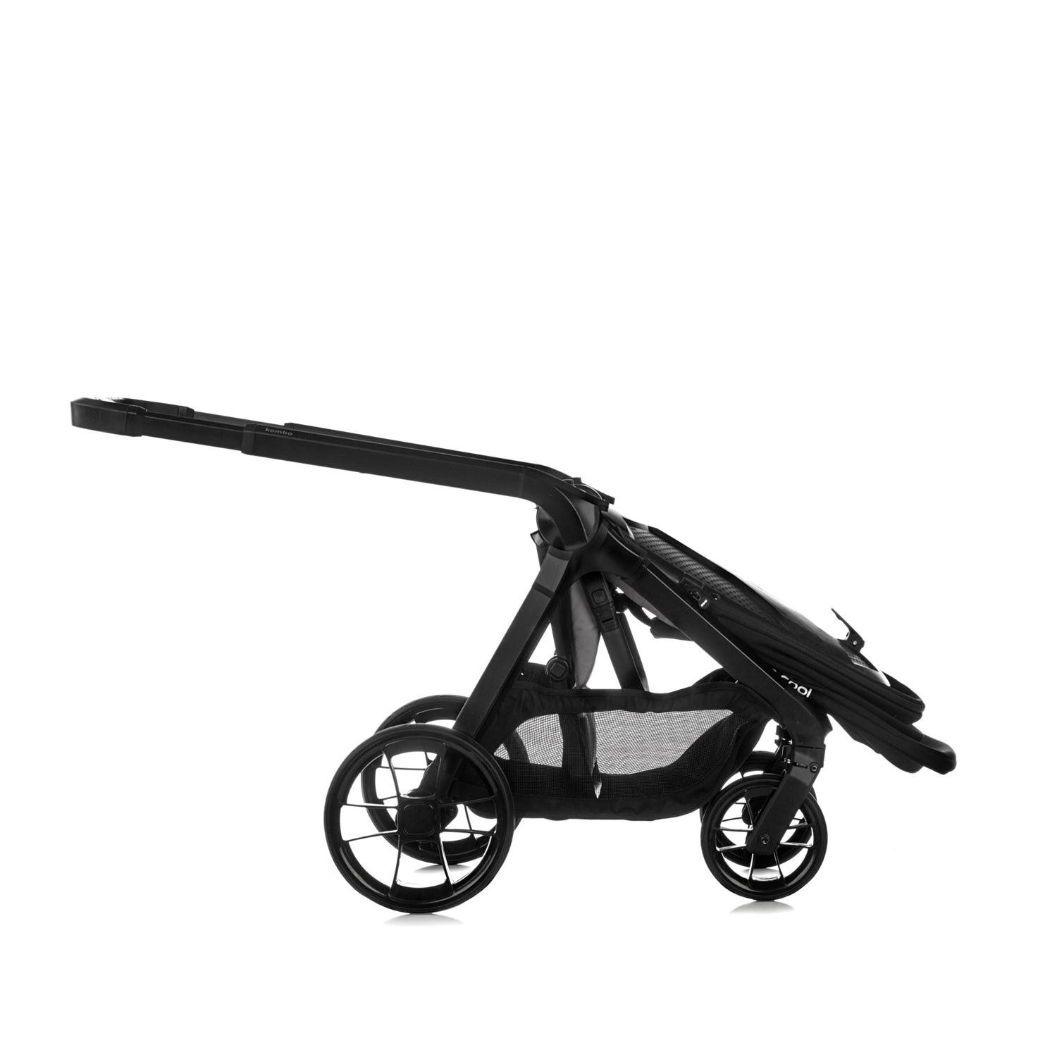 Black stroller on a white background