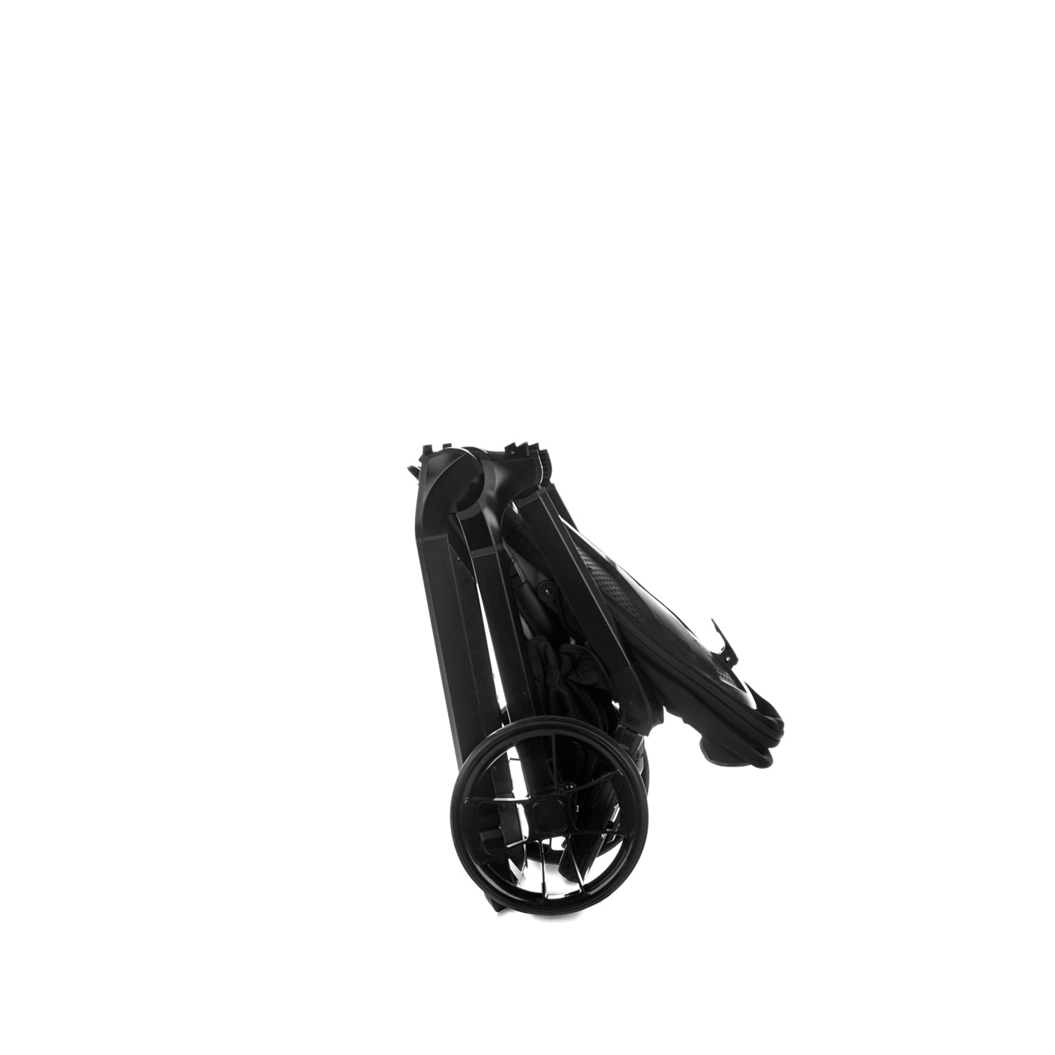 Black stroller frame on a white background