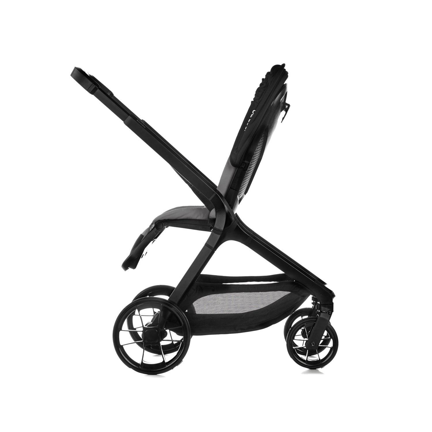 Black stroller on a white background