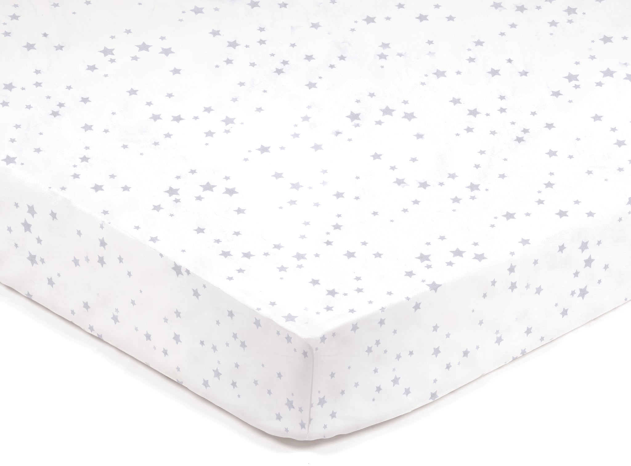 Fitted sheet with a star pattern on a white background