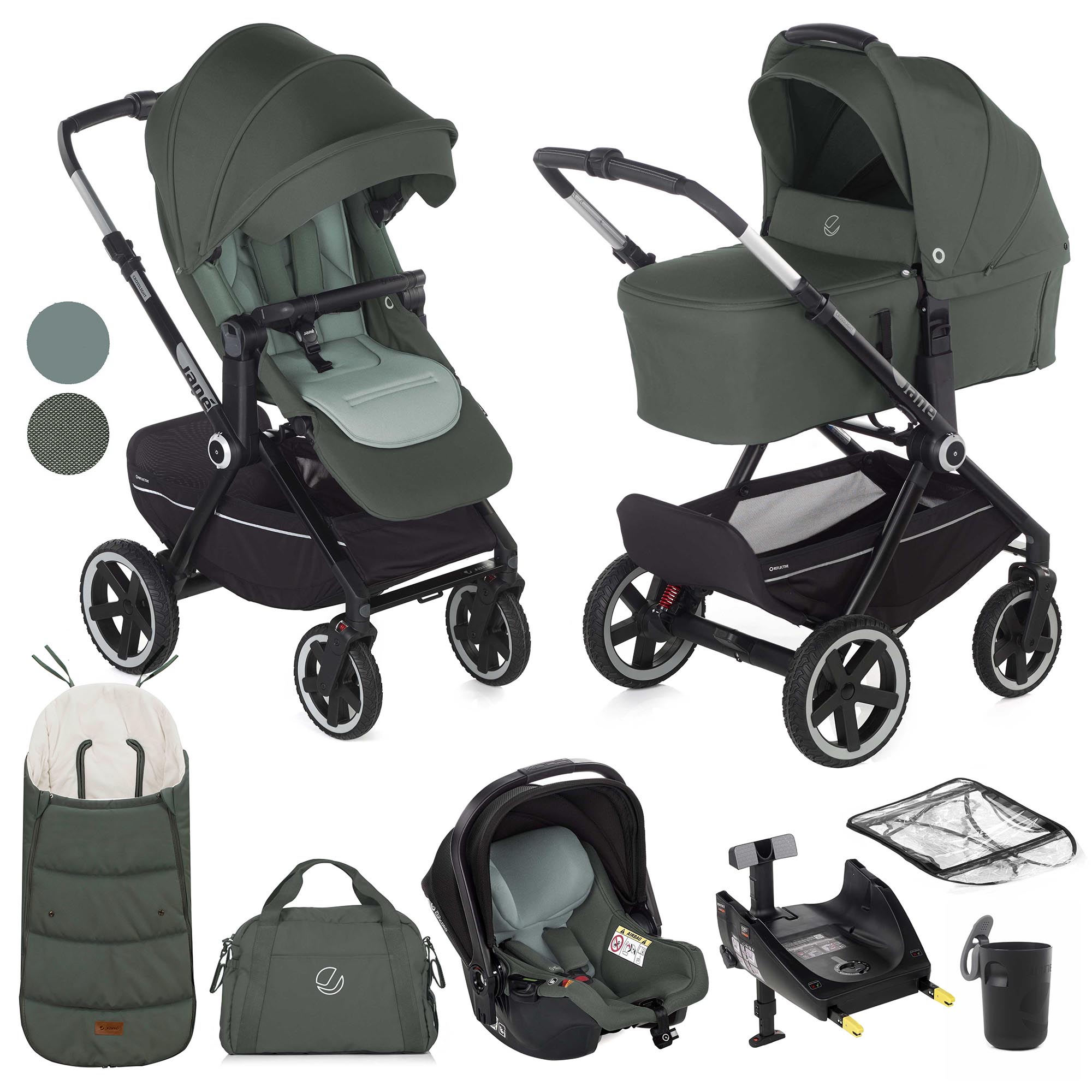 Jane Crosslight-3 + Sweet + Koos iSize, 10 Piece Travel System Bundle