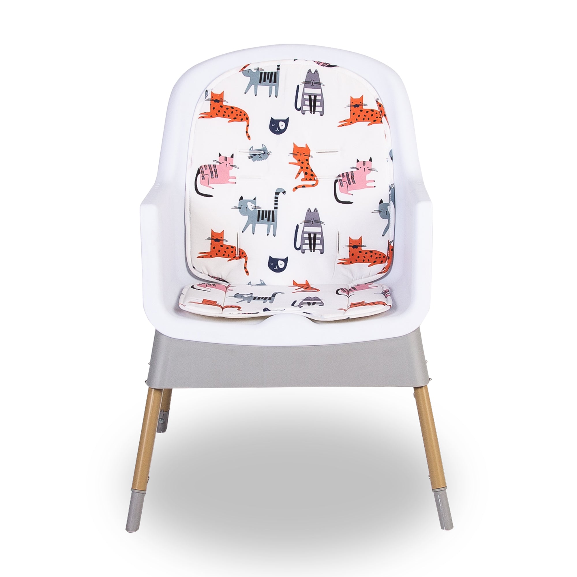 Children's chair with a patterned cushion on a white background