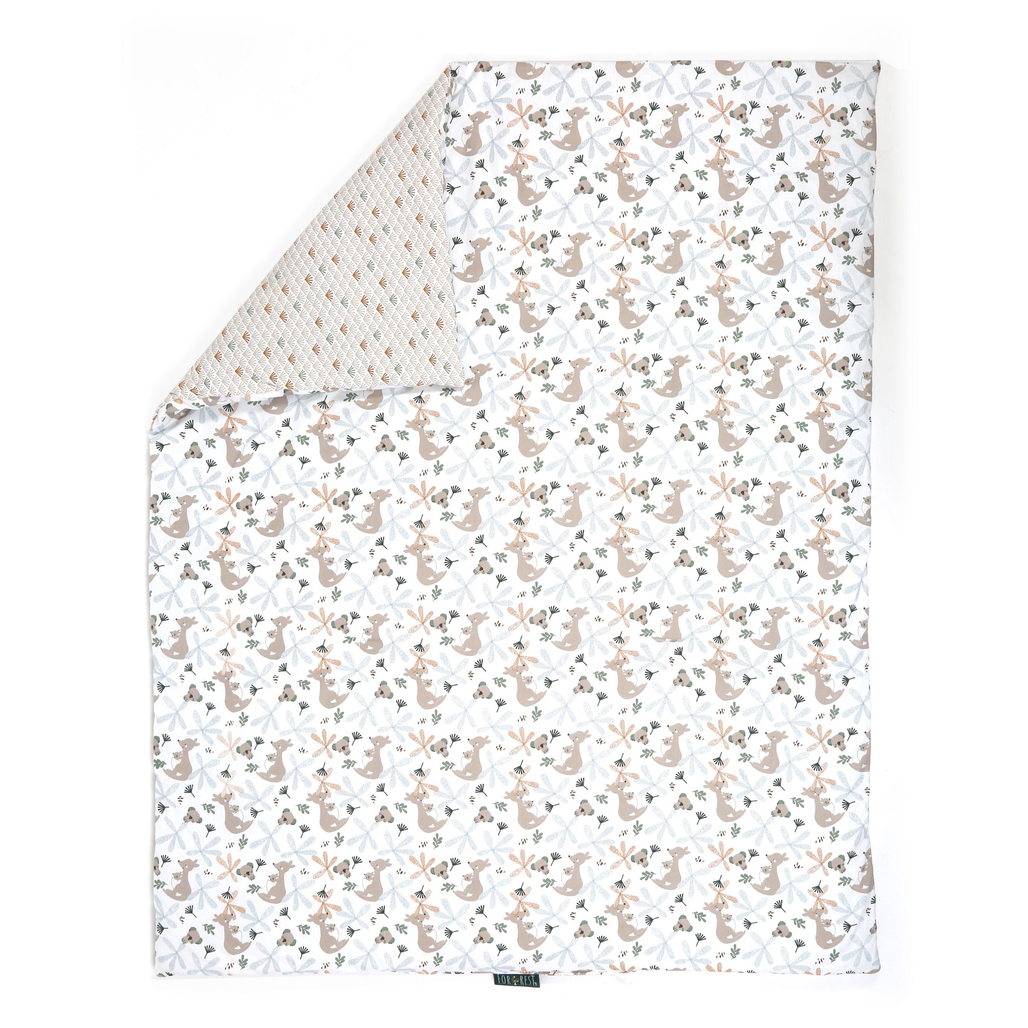 Baby blanket with deer pattern on a white background