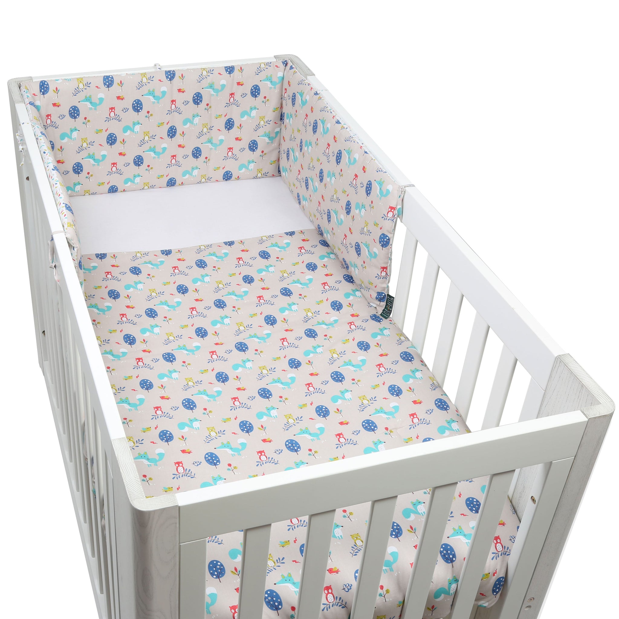 FORREST 3 Piece Reversible Cot Bed Set – Organic Cotton Baby Bedding - Woody