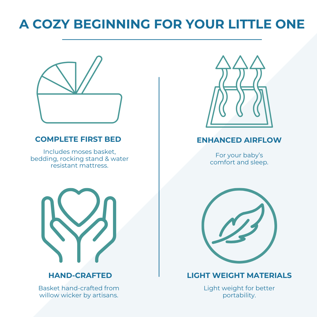 Wicker Baby Moses Basket With Stand-1