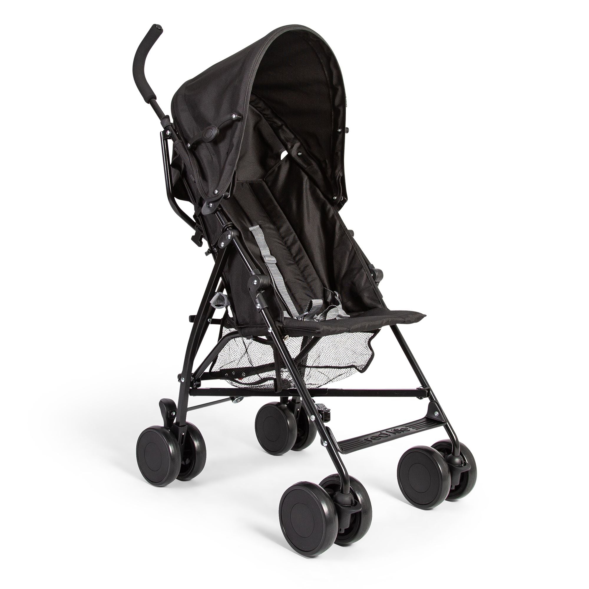 Black stroller on a white background