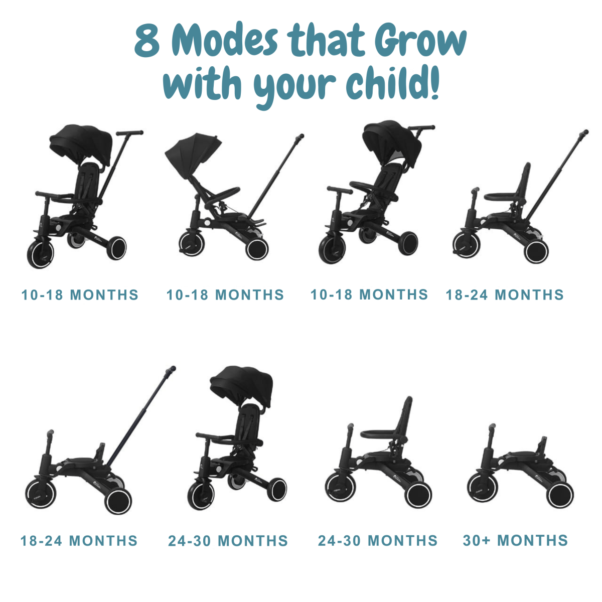 Trikes showing different ages 