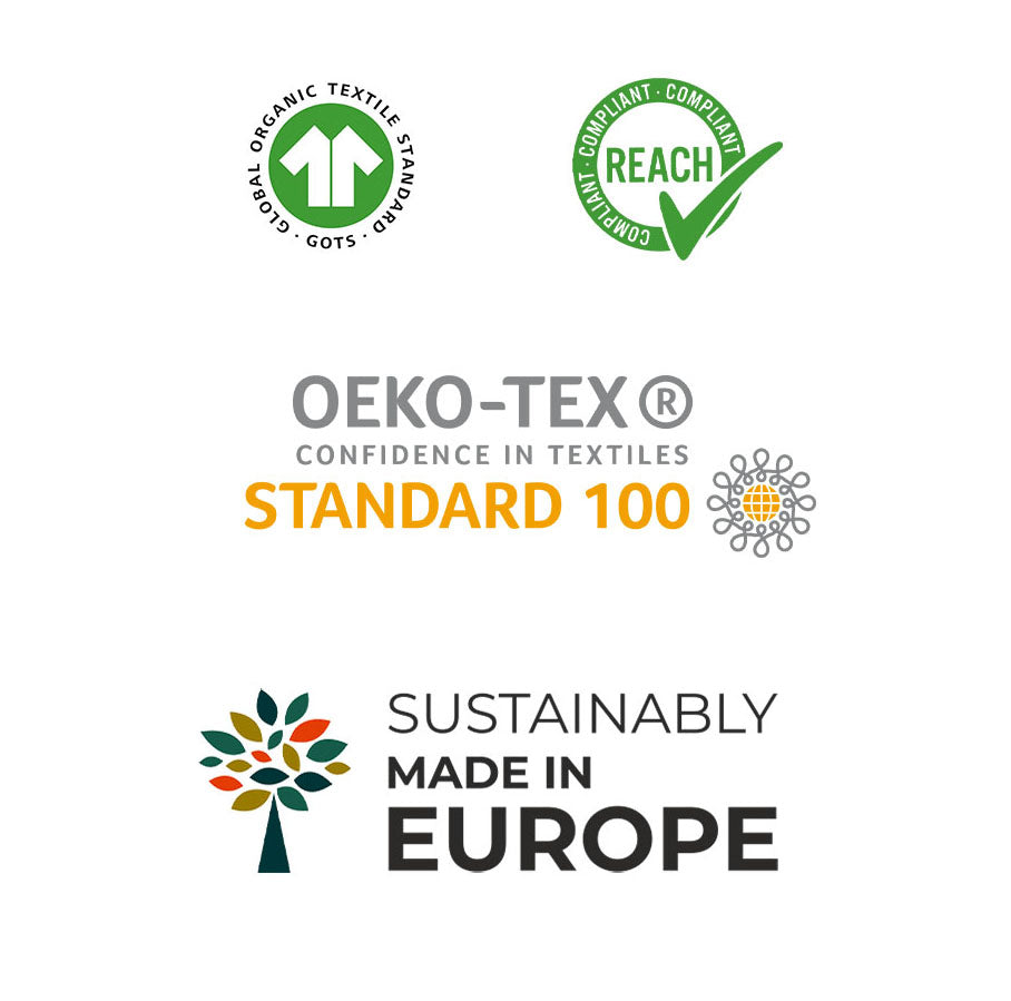 Collection of sustainability and quality certification logos on a white background
