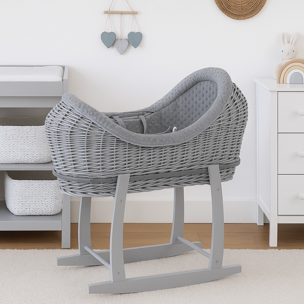 Wicker Deluxe Pod Baby Moses Basket With Stand-23
