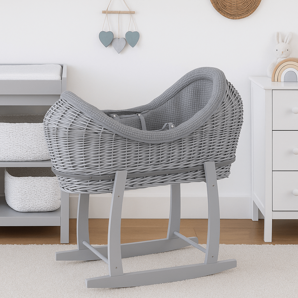 Wicker Deluxe Pod Baby Moses Basket With Stand-19
