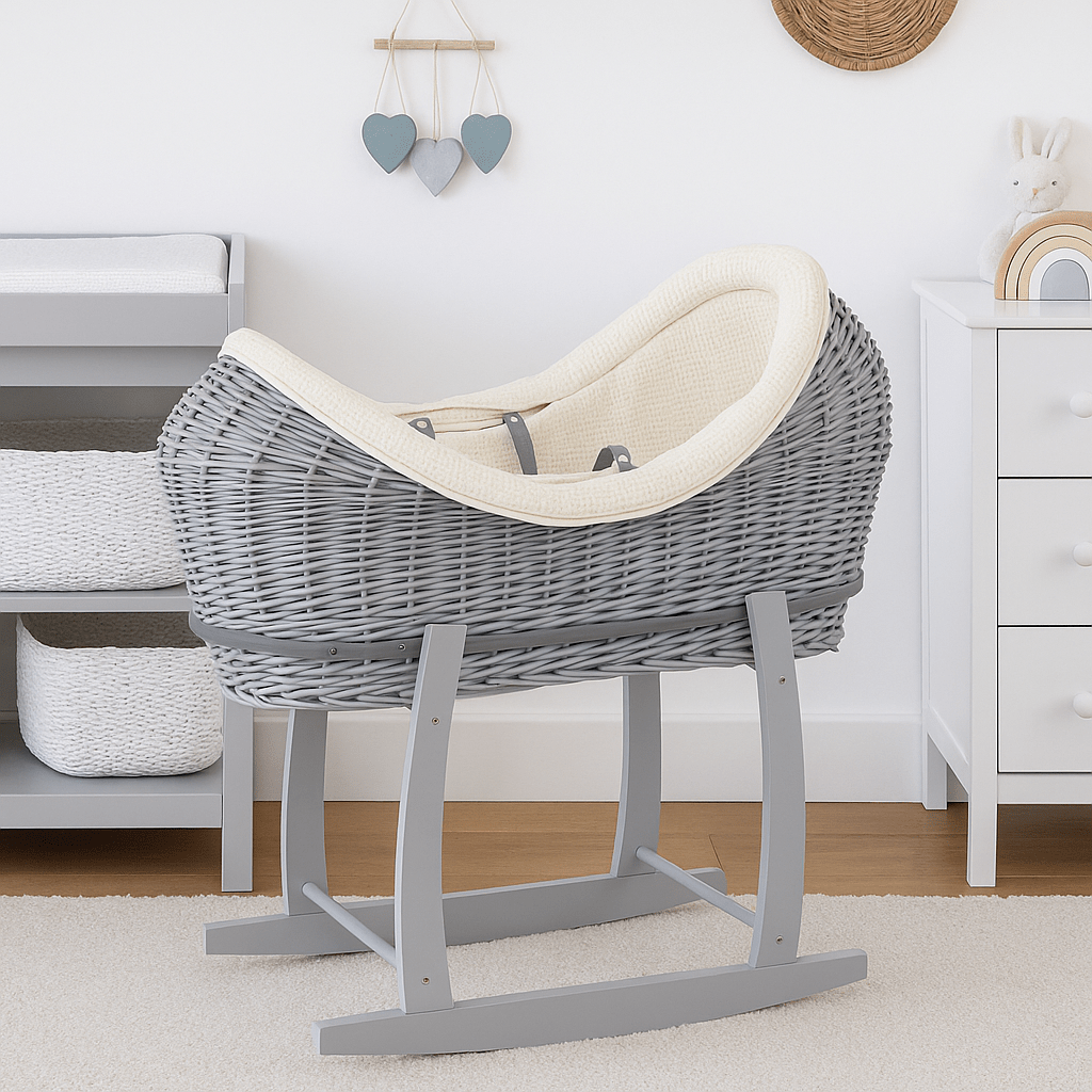 Wicker Deluxe Pod Baby Moses Basket With Stand-18